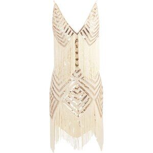 Women's Mini Dress Polyester V Neck Spaghetti Strap Gatsby 1920s